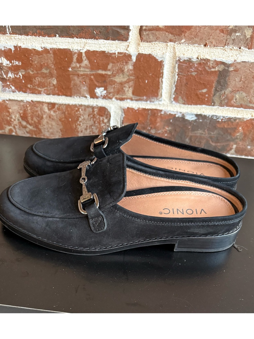 Vionic Salie Black Suede Horsebit Detail Slip-on Mules Size 7.5 - Picture 4 of 14
